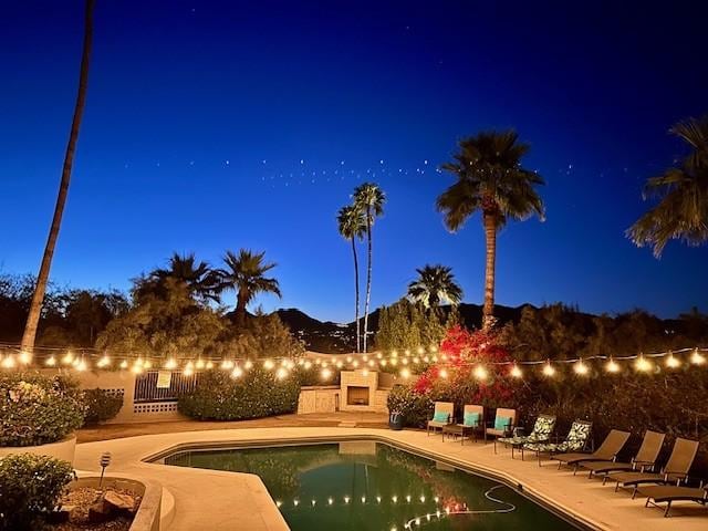 Our beautiful backyard paradise at sunset