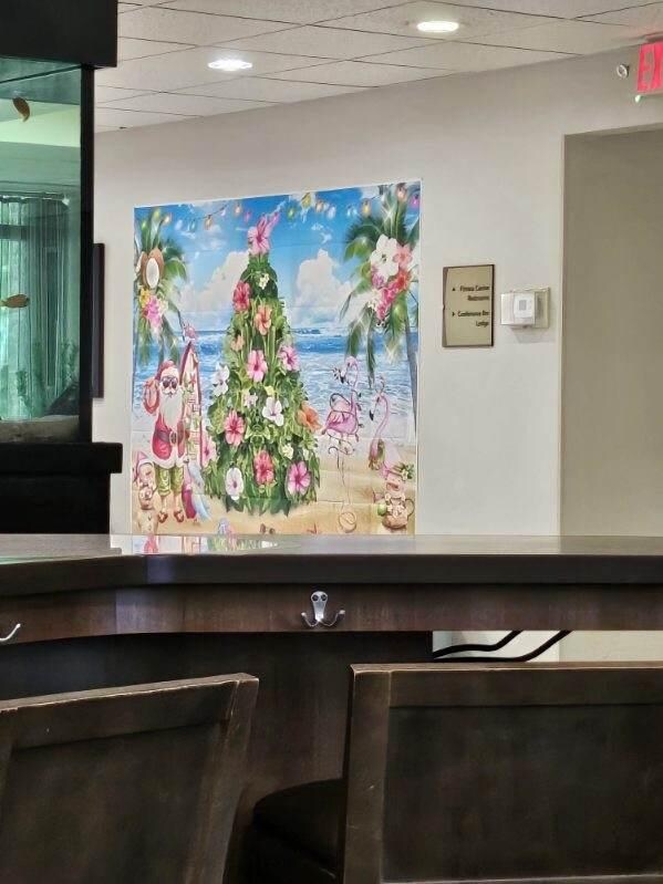 Lobby decor in July 