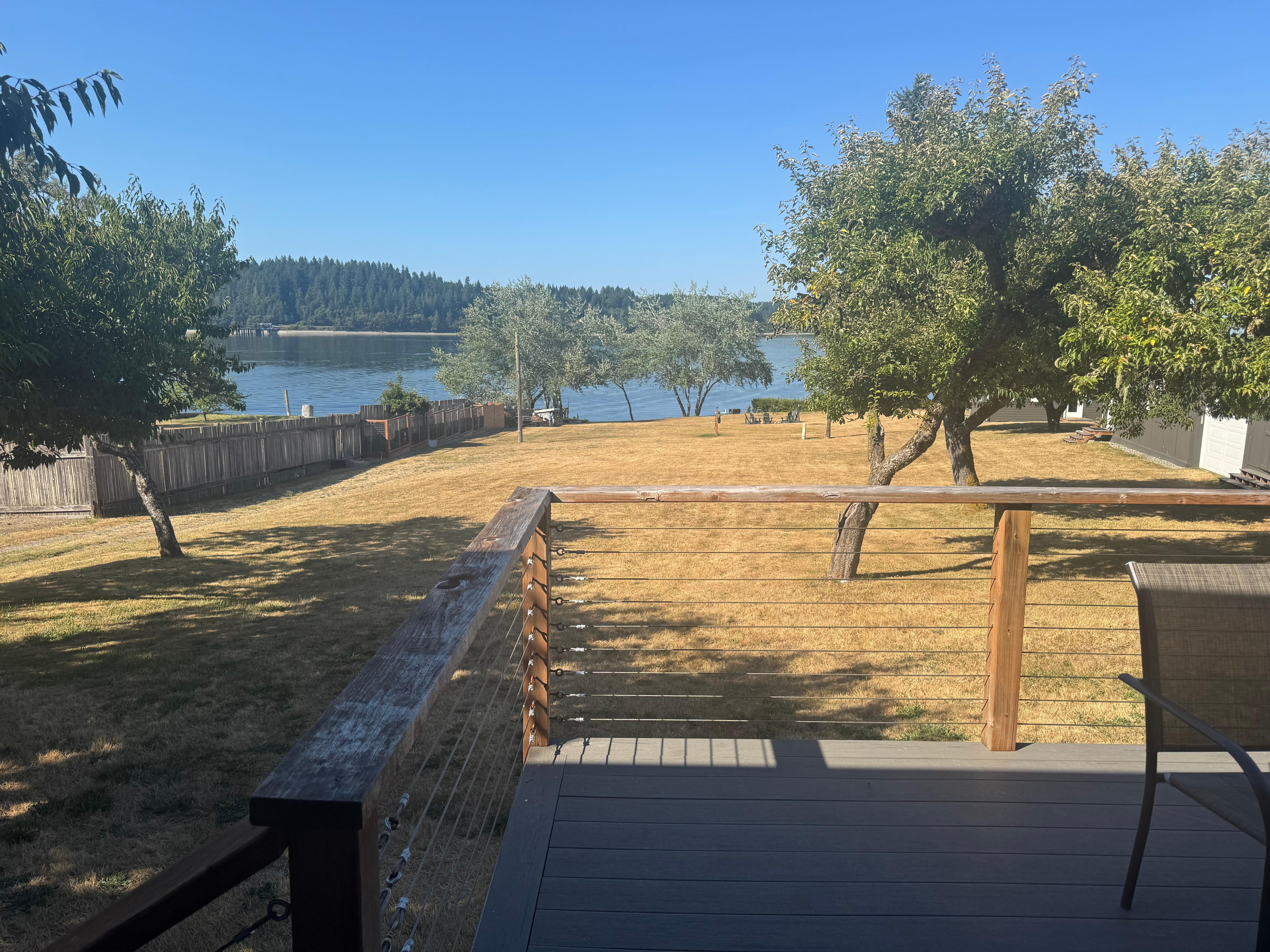 The deck looking toward McNeil Island and the Sound. I loved getting in the water!