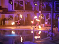 Evening Fire Show at the pool.