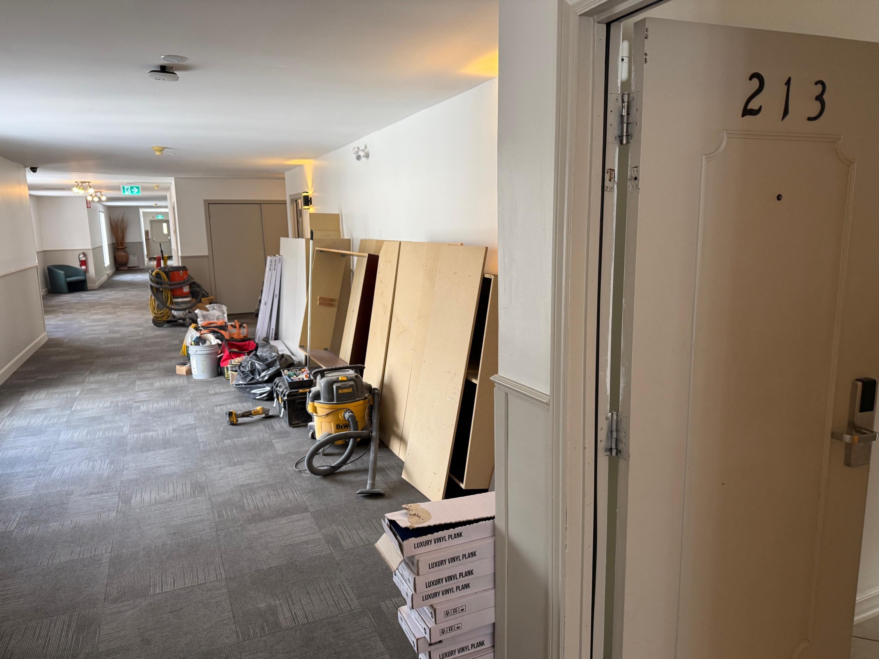 Outside of our room, 213