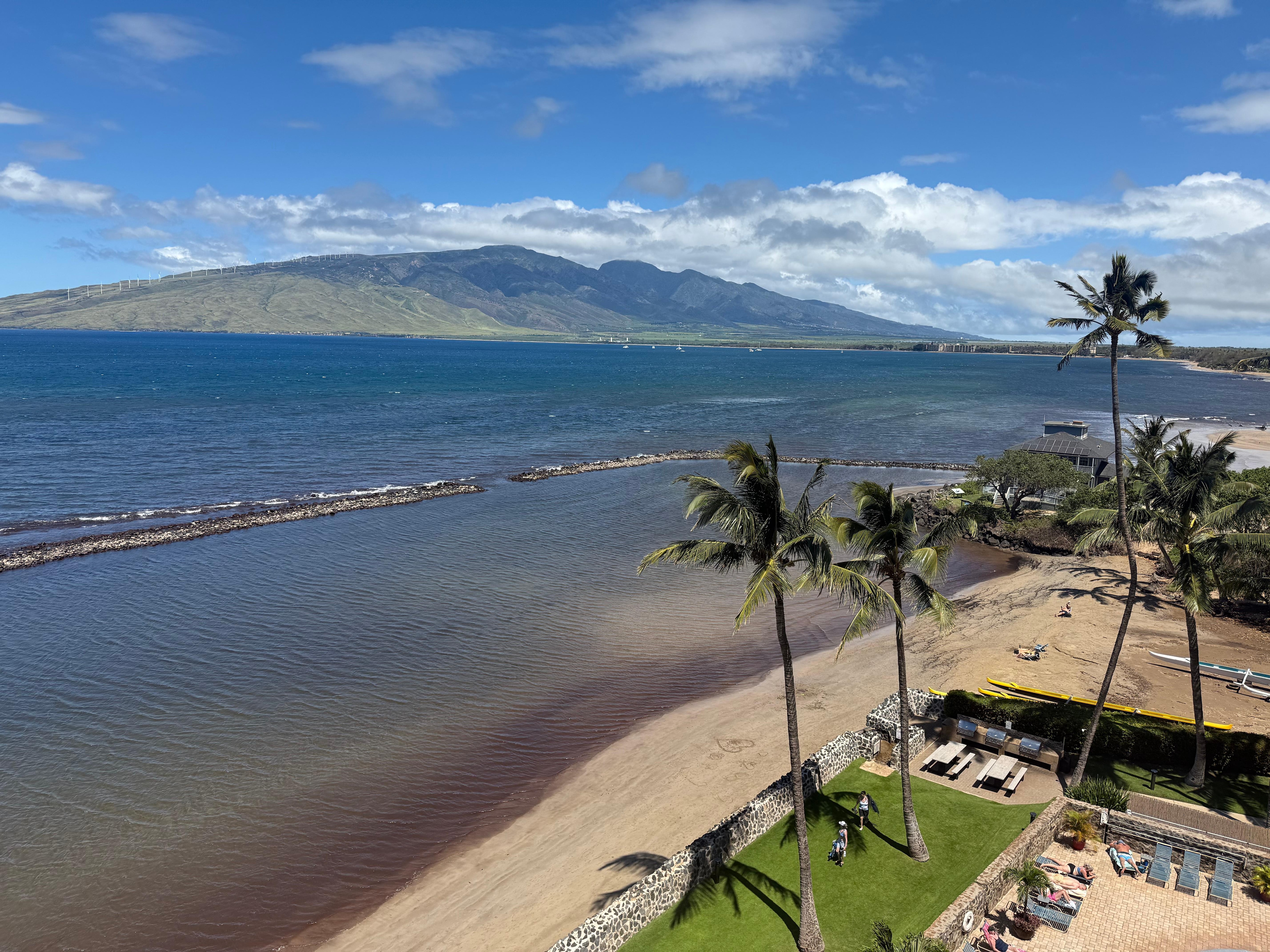 View of the Ancient Fishpond & Maalaea Bay from the roof of Menehune Shores.