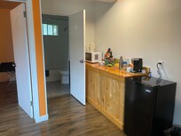 Bathroom and tiny kitchenette