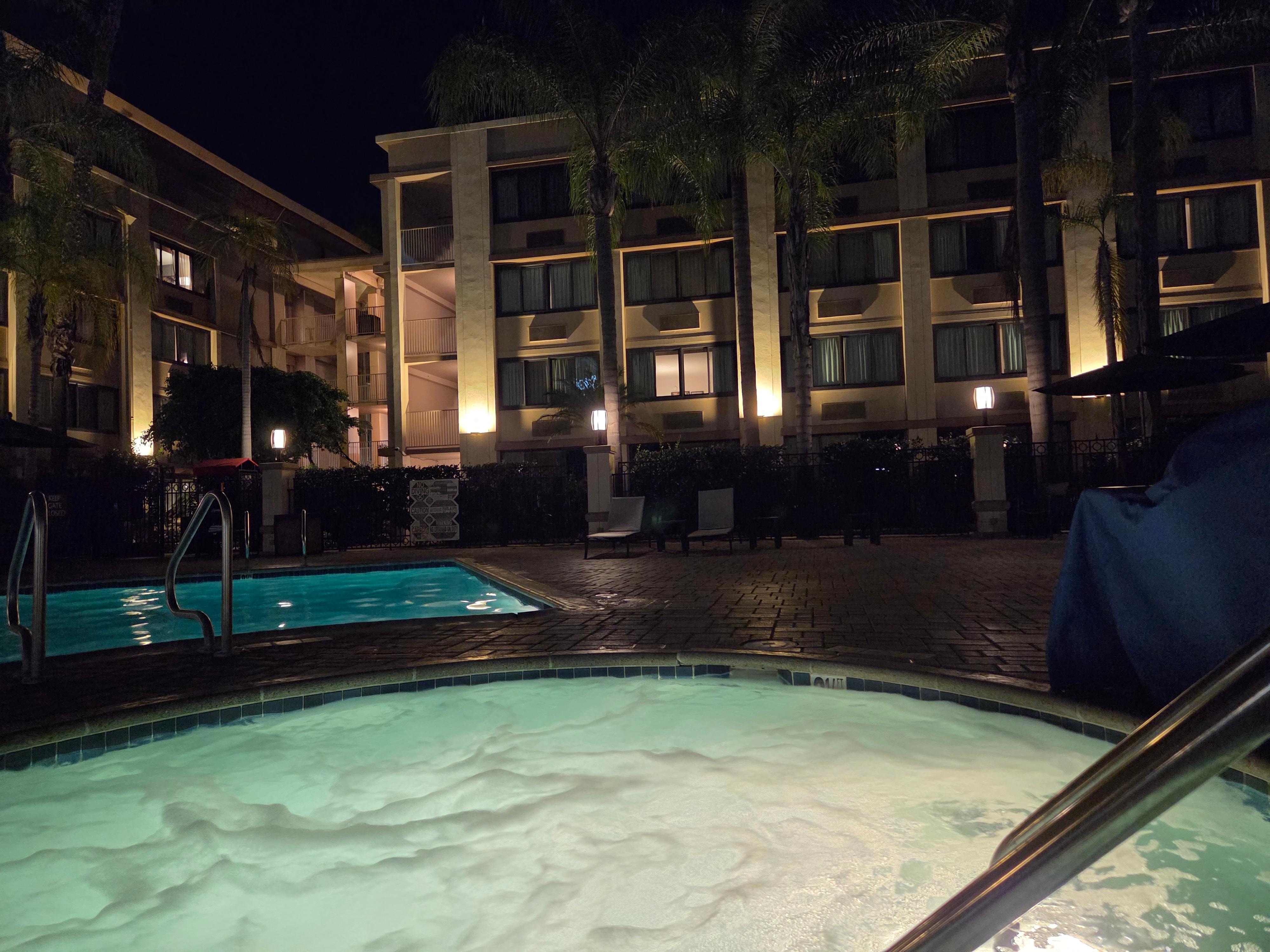 Pool/jacuzzi at night
