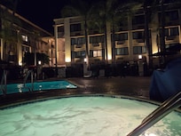 Pool/jacuzzi at night