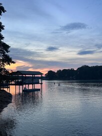 Paddle boarding at sunset