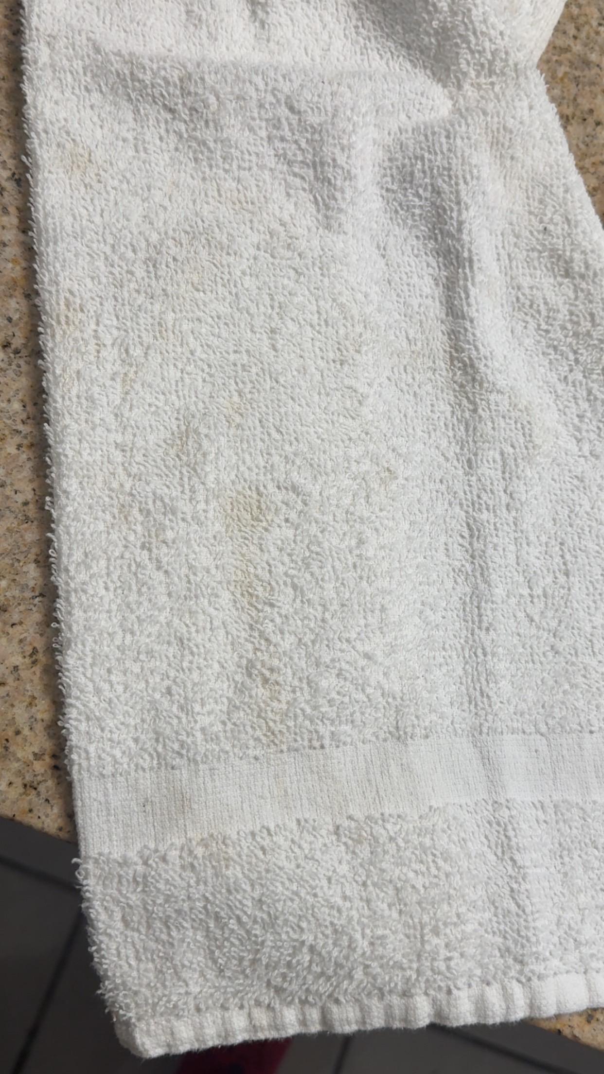 The hand towels had brown stains