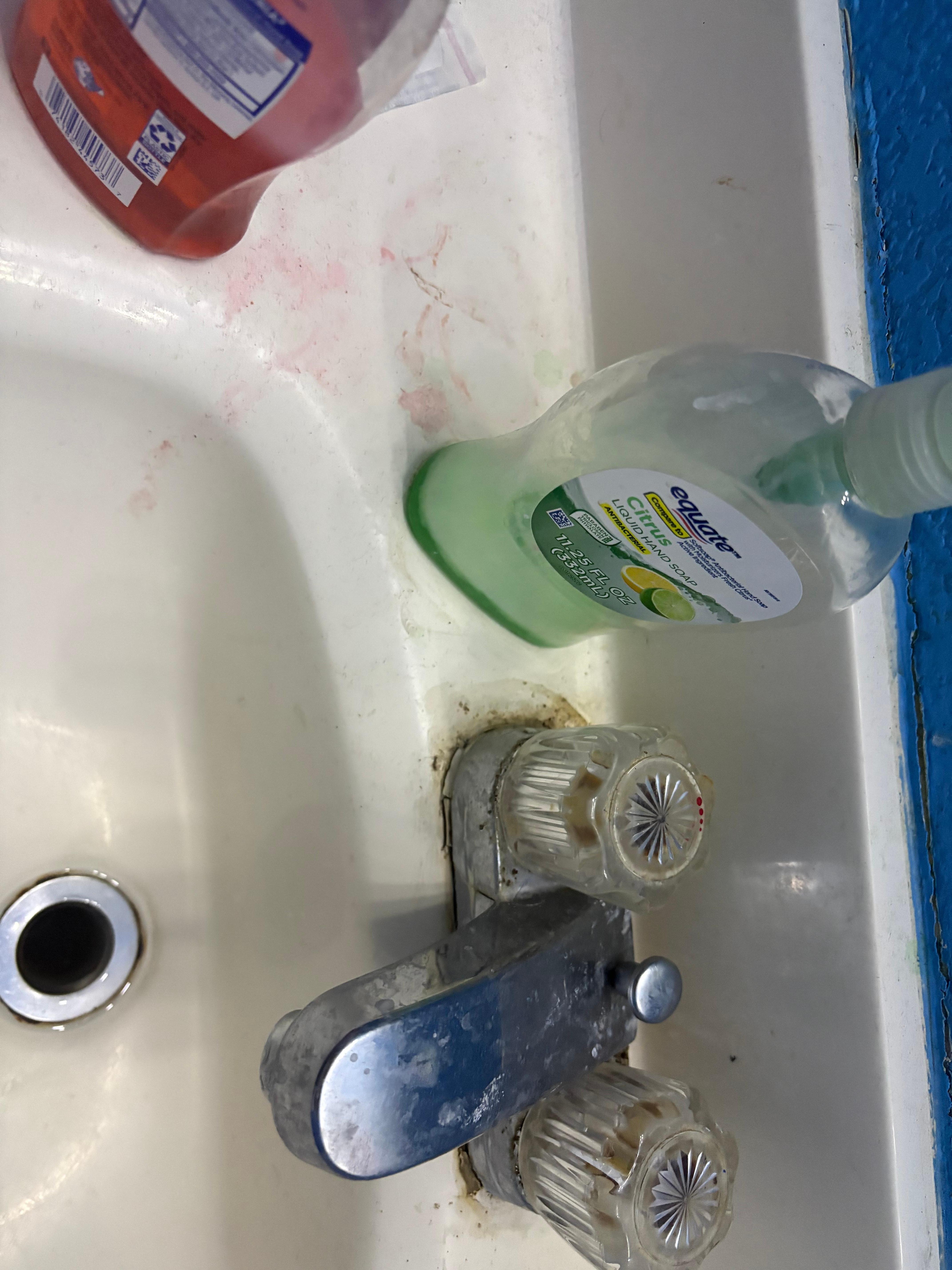 Closer shot of the dirty sink