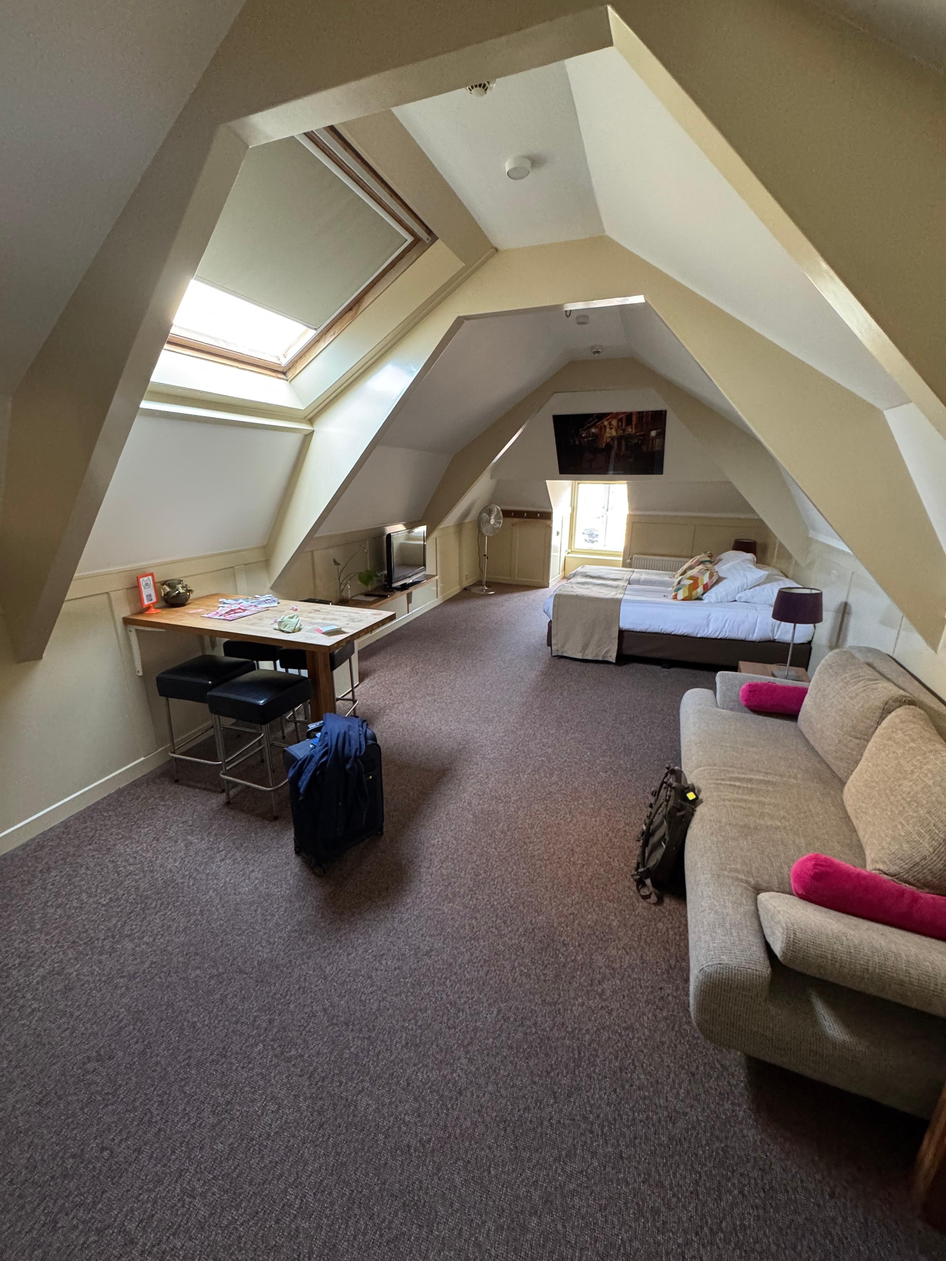 Sviten, härligt takfönster med utsikt mot tornet 