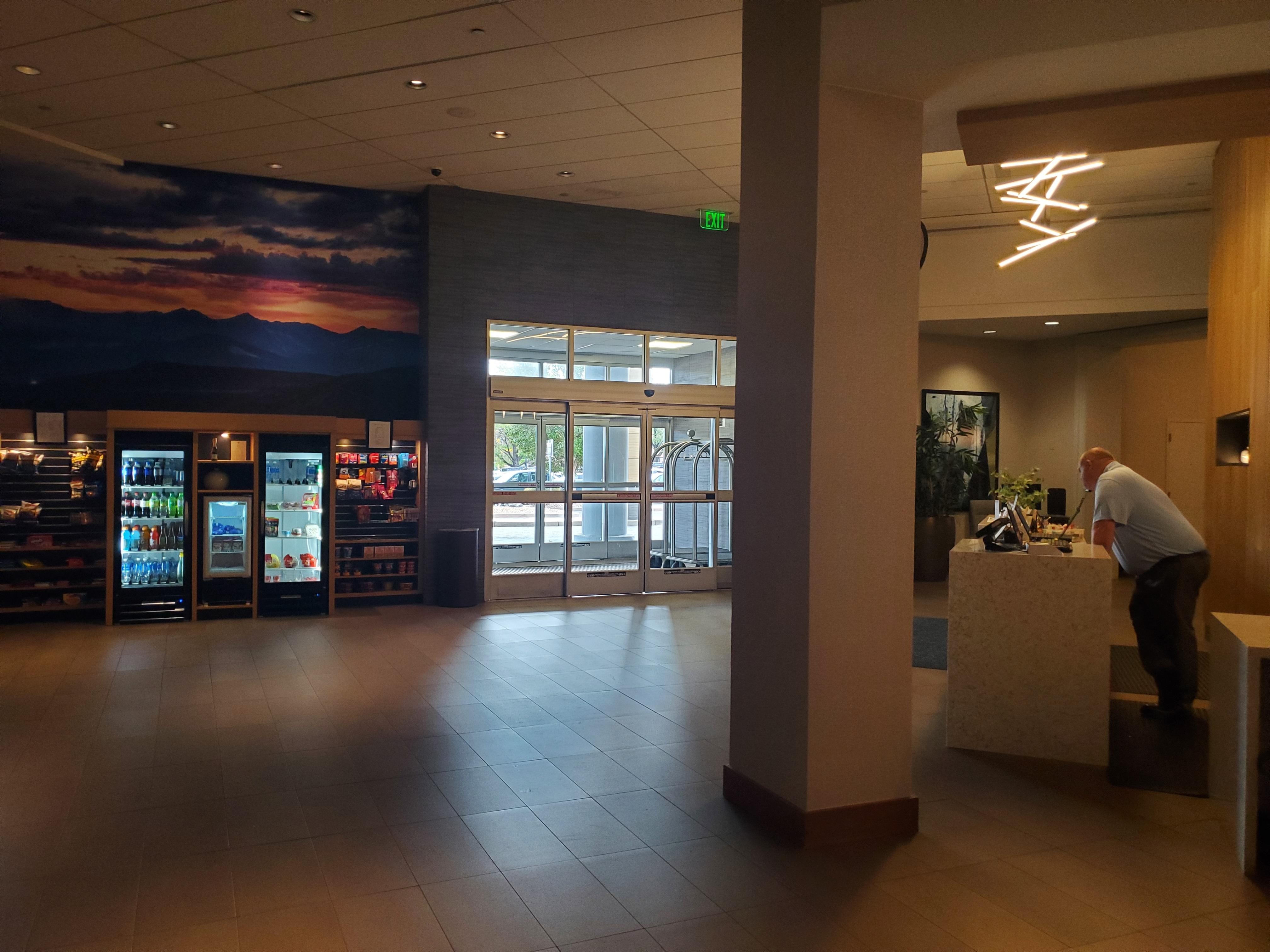 The lobby was open and modern.