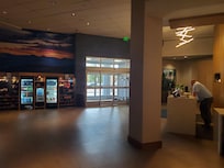 The lobby was open and modern.