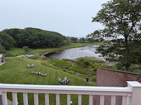 Balcony overlooking the tidal river.