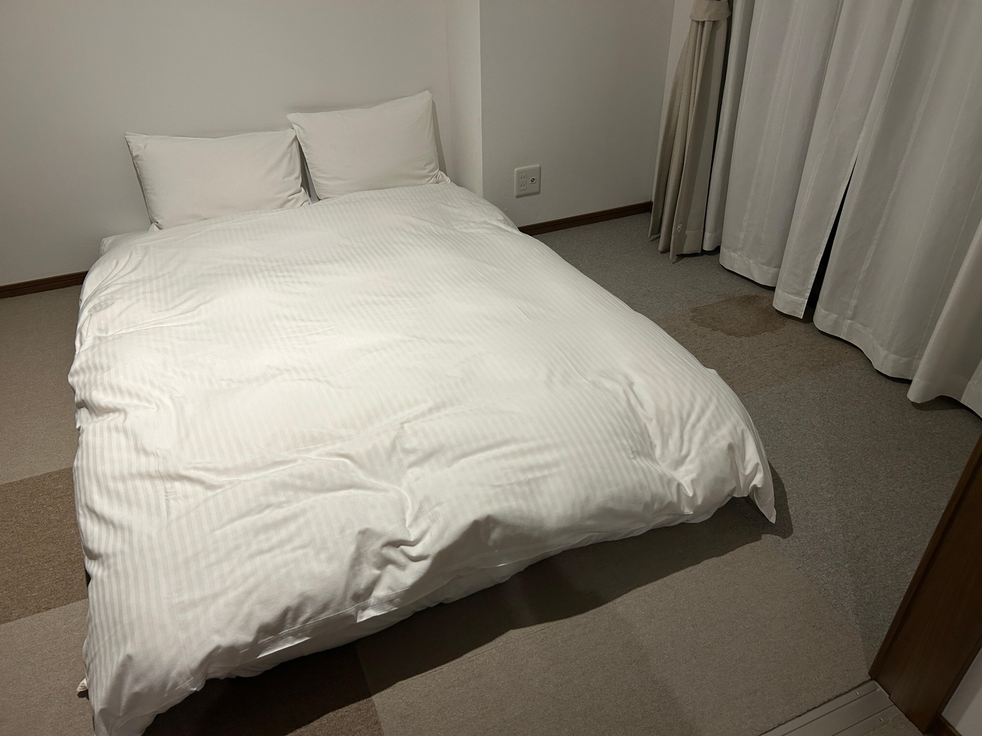 日式房間即係將床褥掉落地下 (地氈仲要有漬）