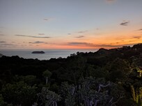 View of sunset from pool area