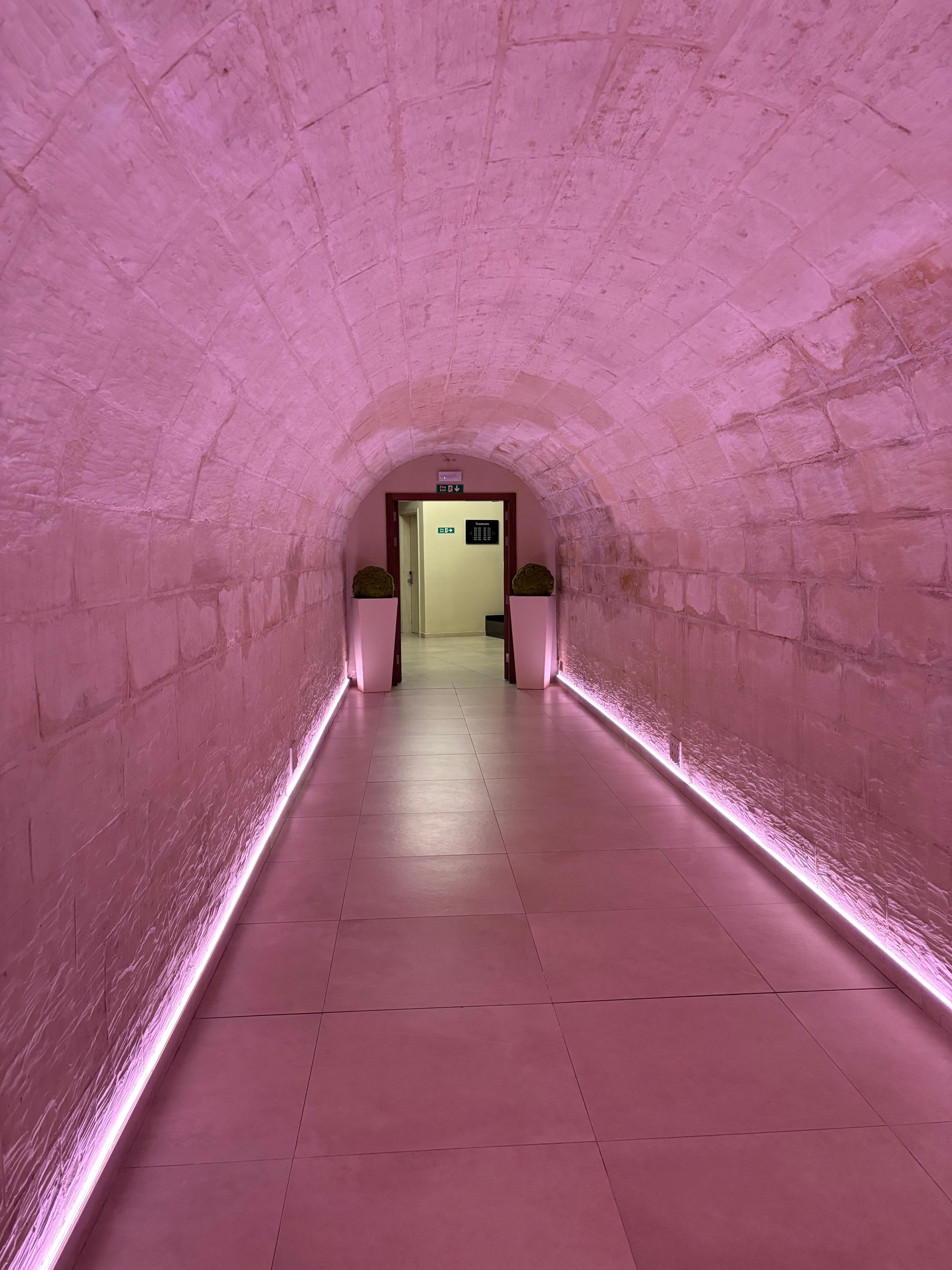 Tunnel from hotel rooms across the road to main Hotel