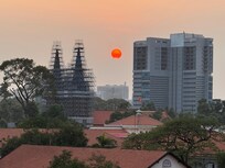 View of the sunset from the jacuzzi/bar area
