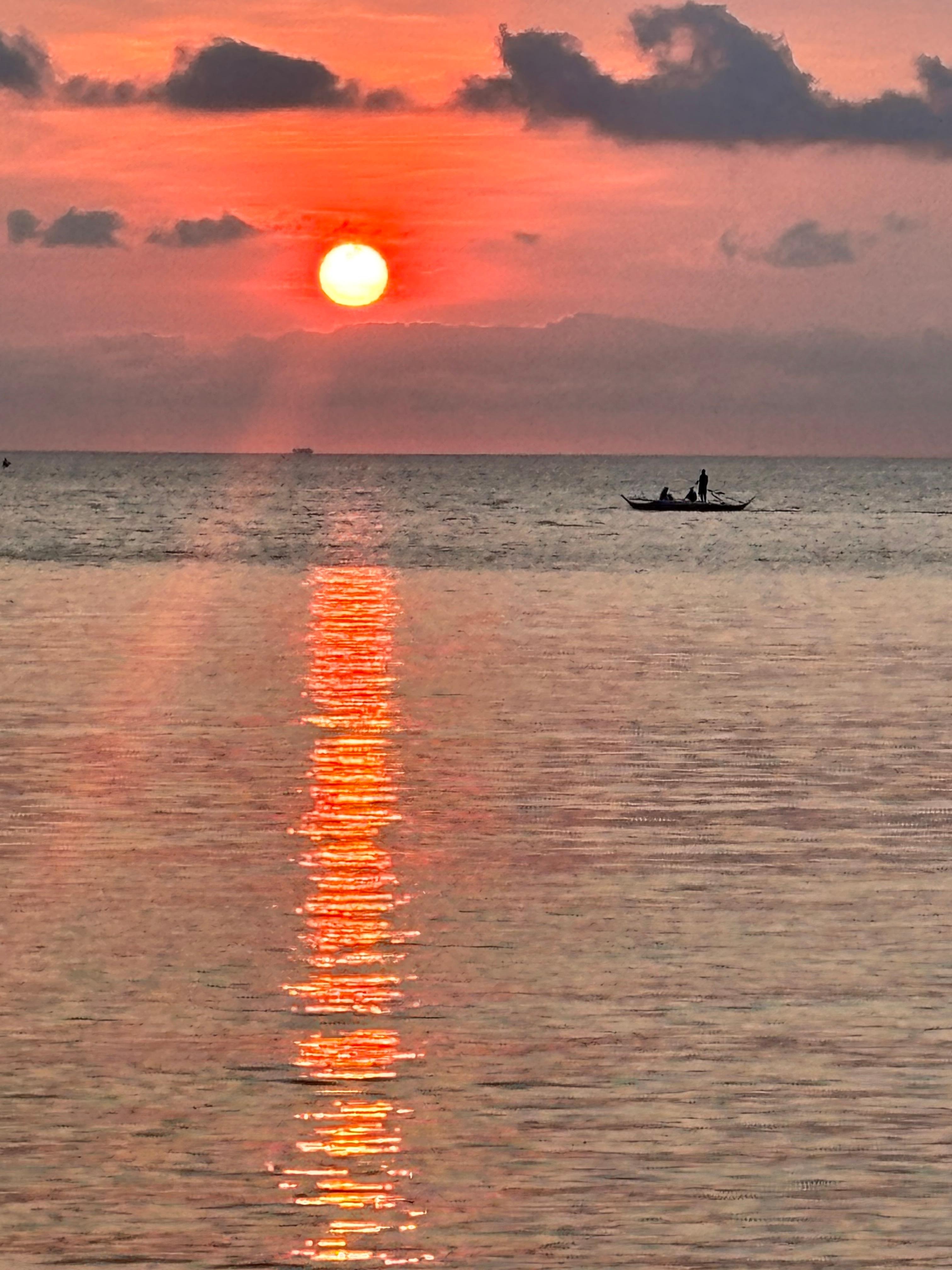 Watching the sunrise from the balcony