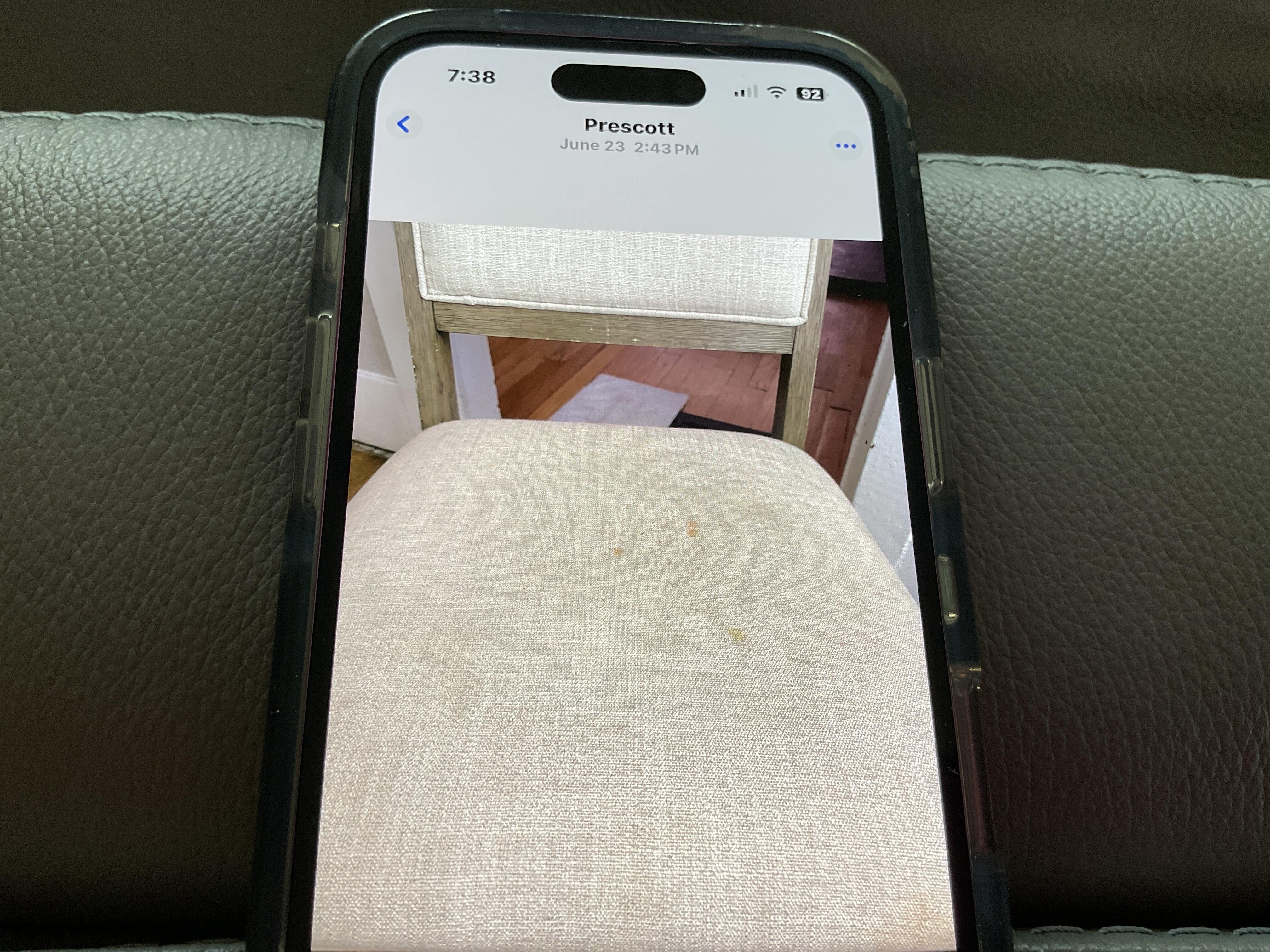 Dining room chair, two of the chairs were badly stained the others just slightly