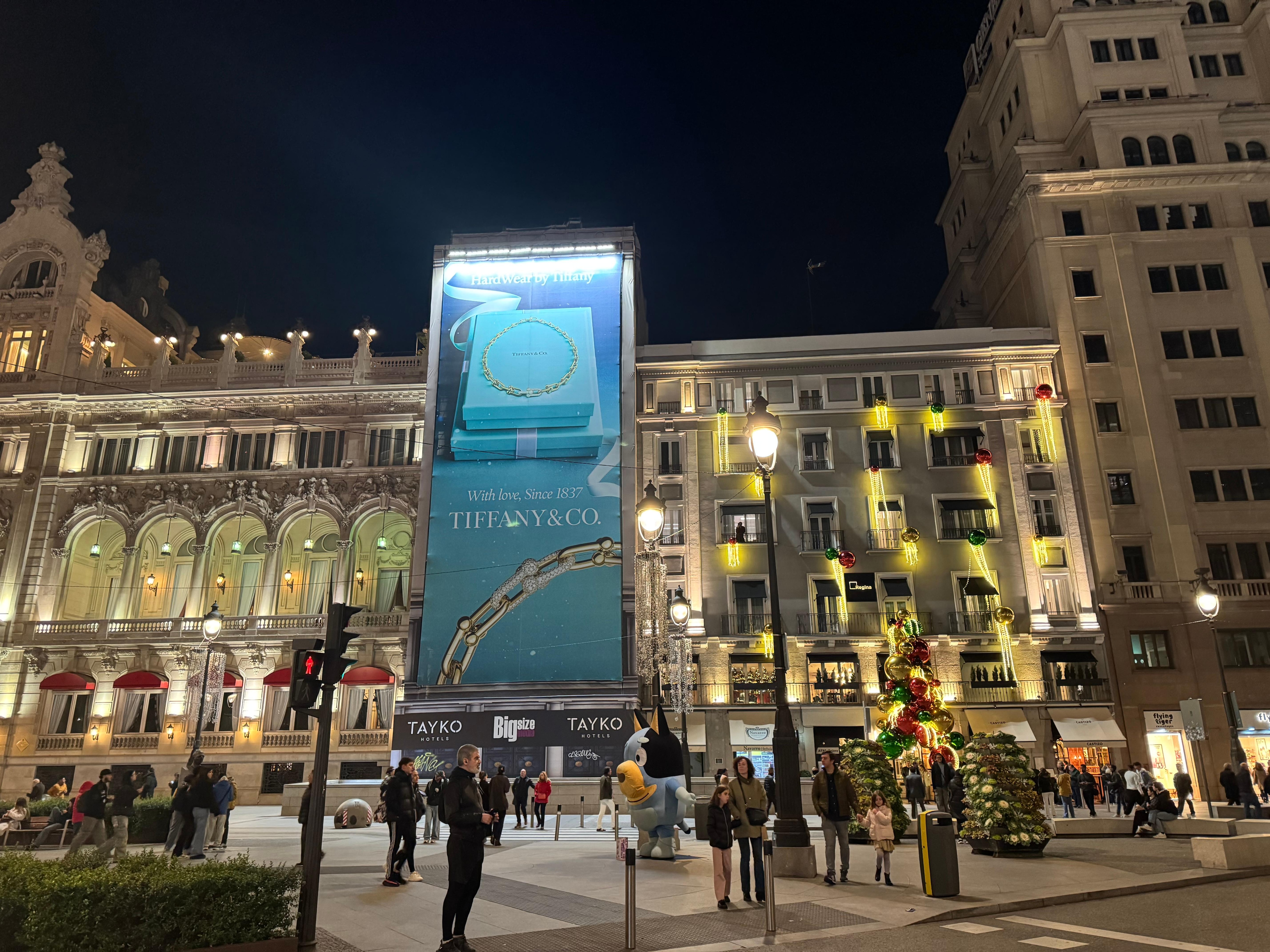 Hotel at Christmas on right side