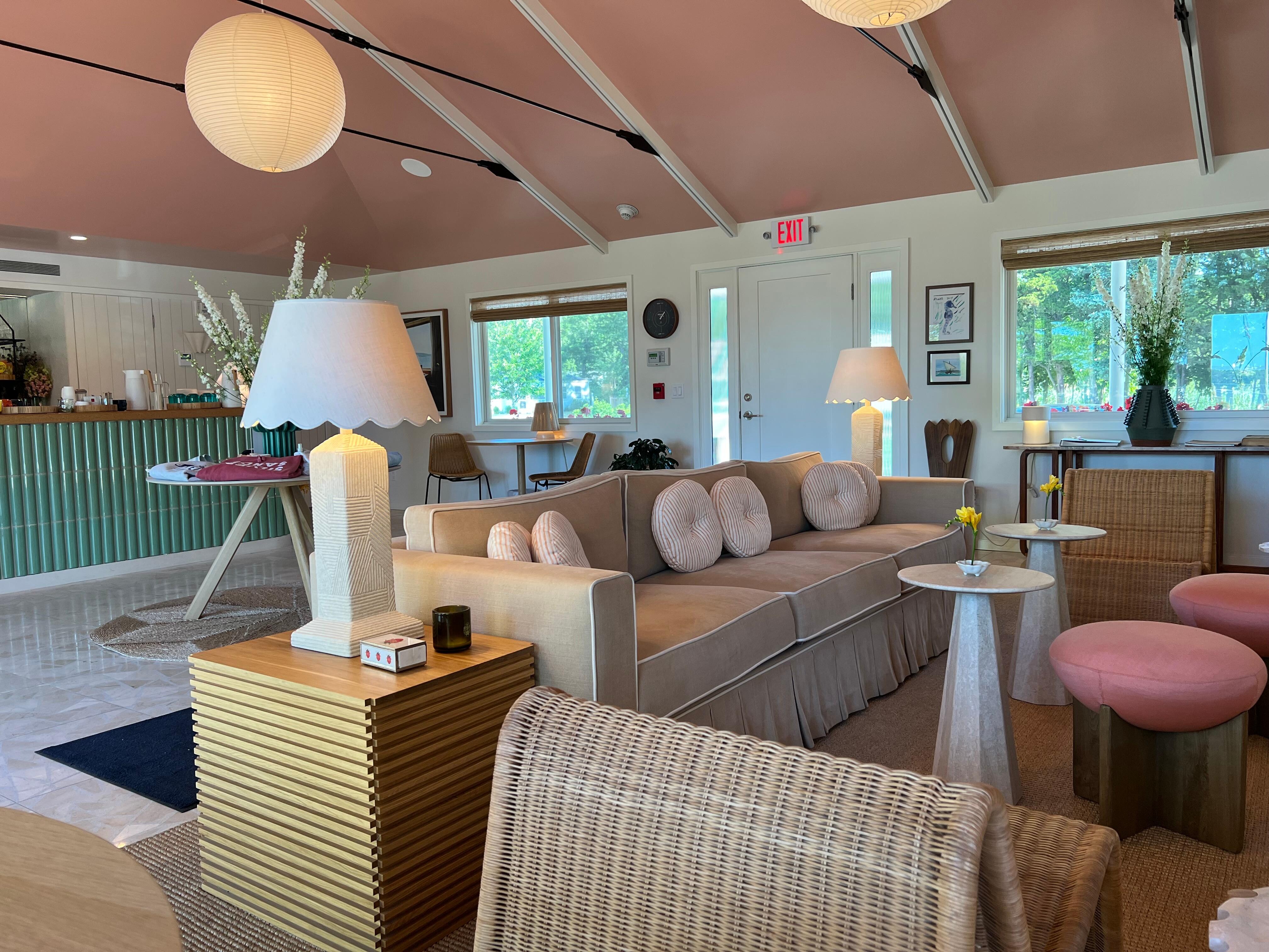 Lobby has a library to enjoy with morning coffee 