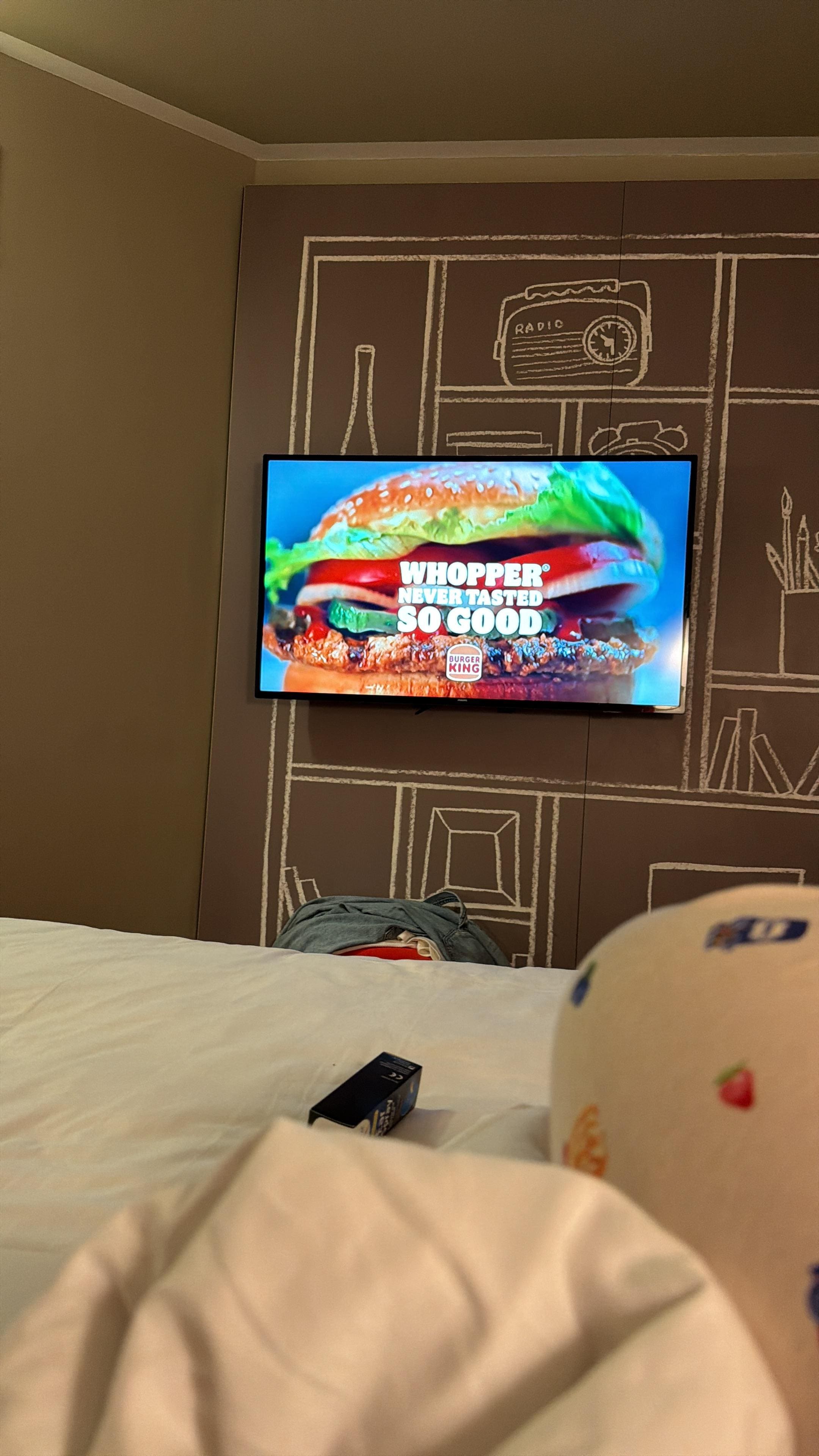 Comfy bed and quality TV