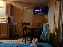 Set the pull out couch up for a movie night when it rained.