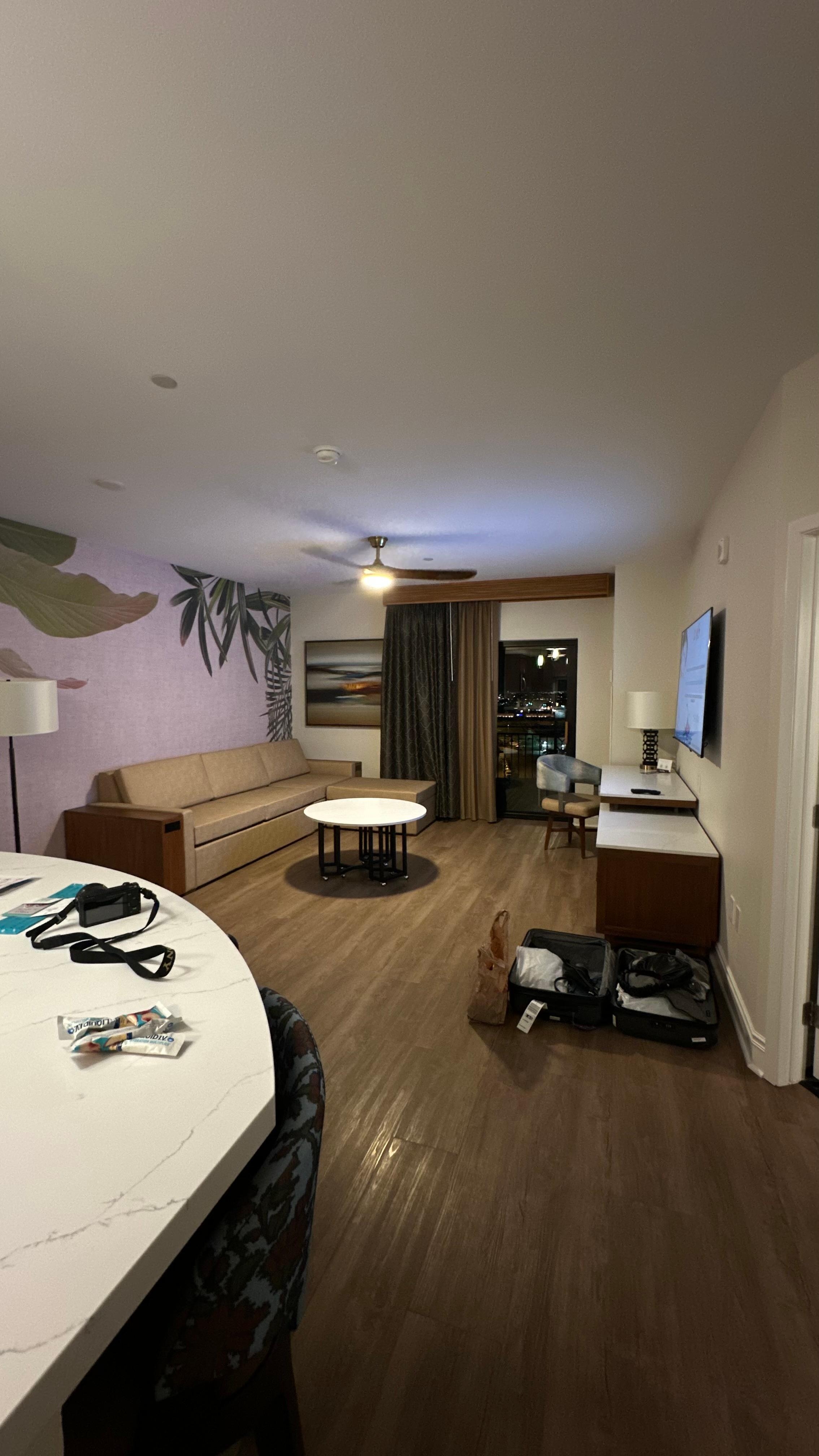 The living room was spacious and also had a modern look to it.