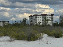view of building from the beach
