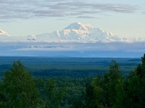 Pic of Denali from the back deck of the cabin. Denali View indeed!!