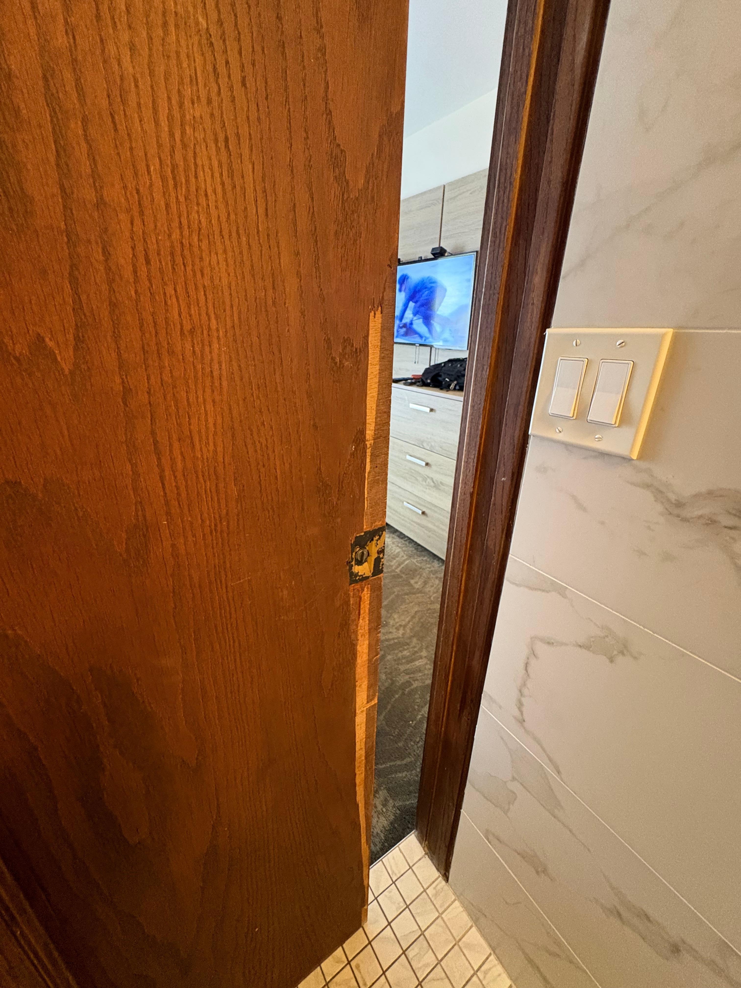 Bathroom pocket door from the inside.