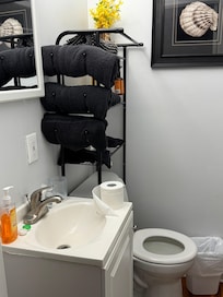 Fully stocked bathroom