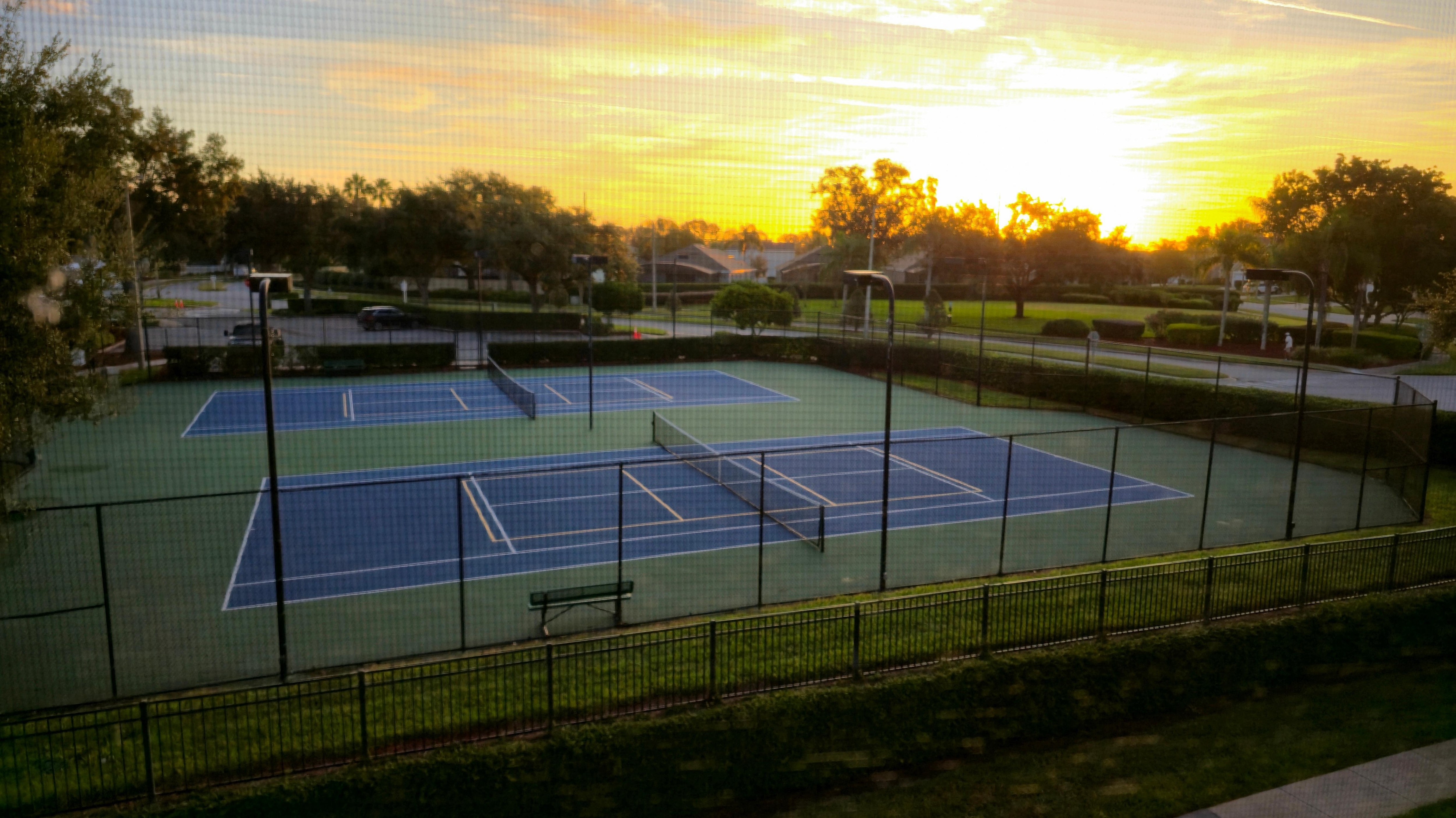 From our balcony... sunrise over the tennis courts