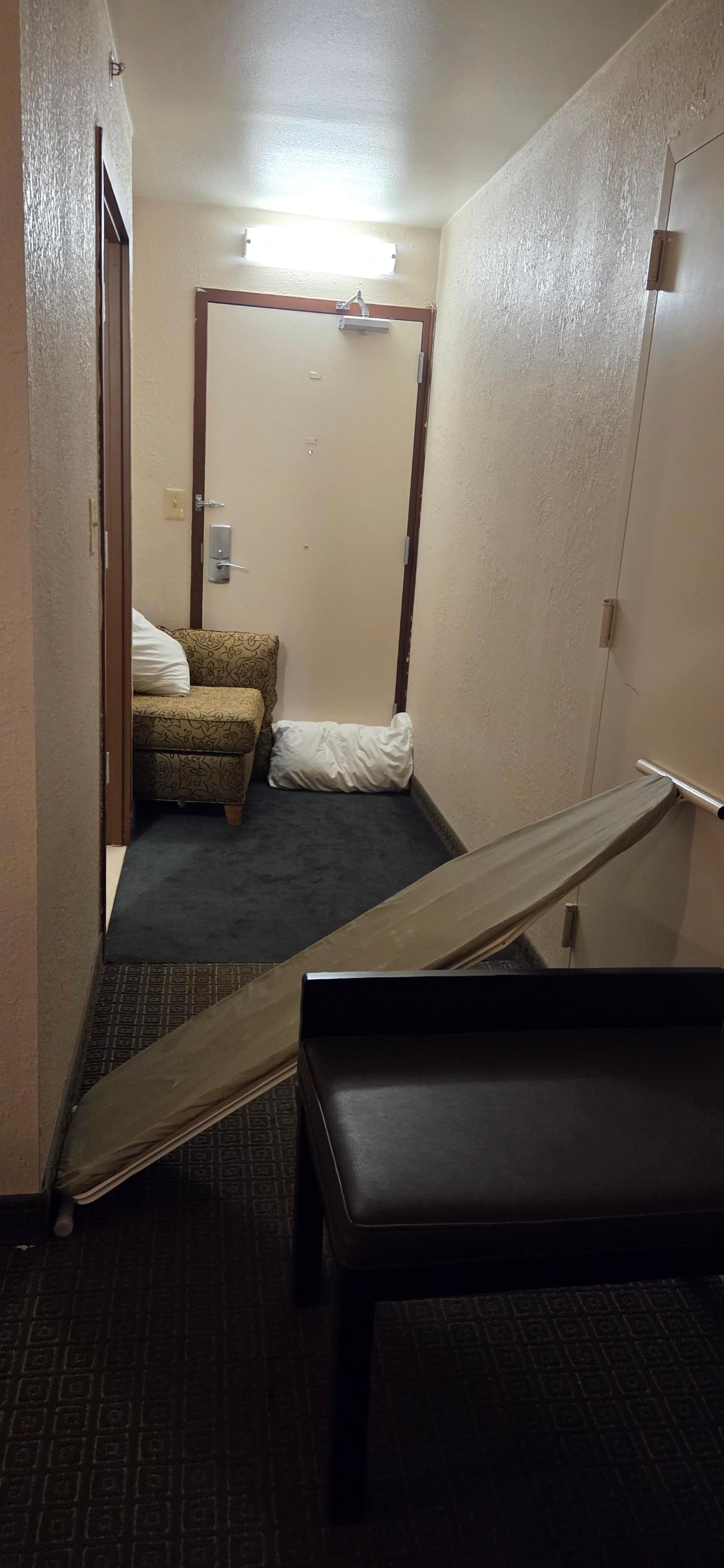 Set up to keep someone from entering my room after the earlier attempt 