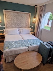 Tiny room, nice for a couple, not for 4 people. sofa bed behind me.