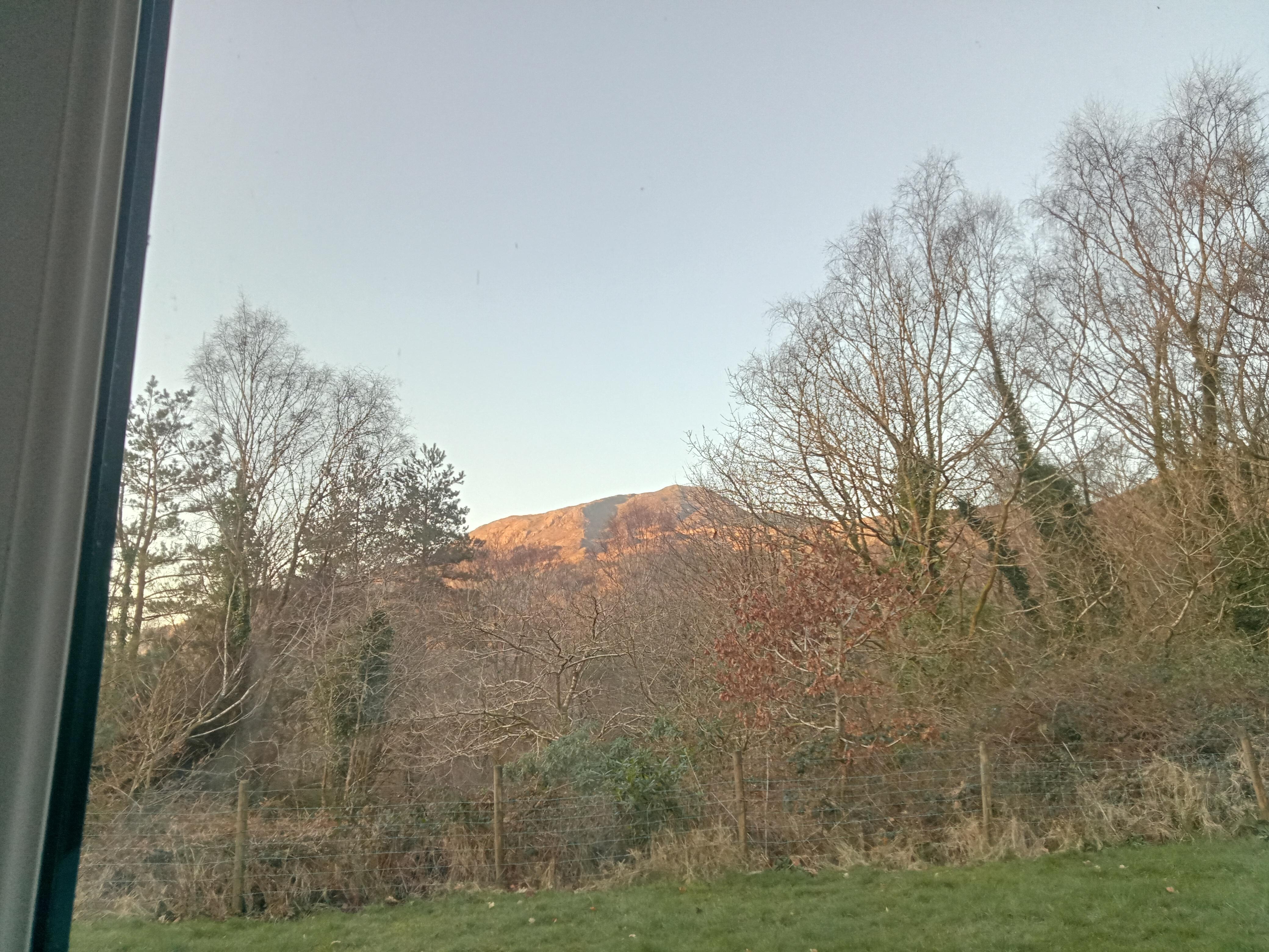 Rooms with a view, sun rise on The mountain.