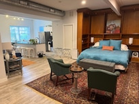 Bed & Kitchen (corner library view)