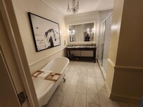 Another view showing the claw foot bath tub.
