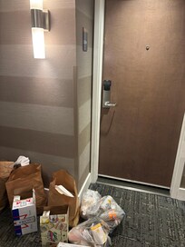 Left outside our door by the room beside us Room 206