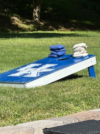 They have games such as corn hole and ping pong to play. We really enjoyed a family game of corn hole.