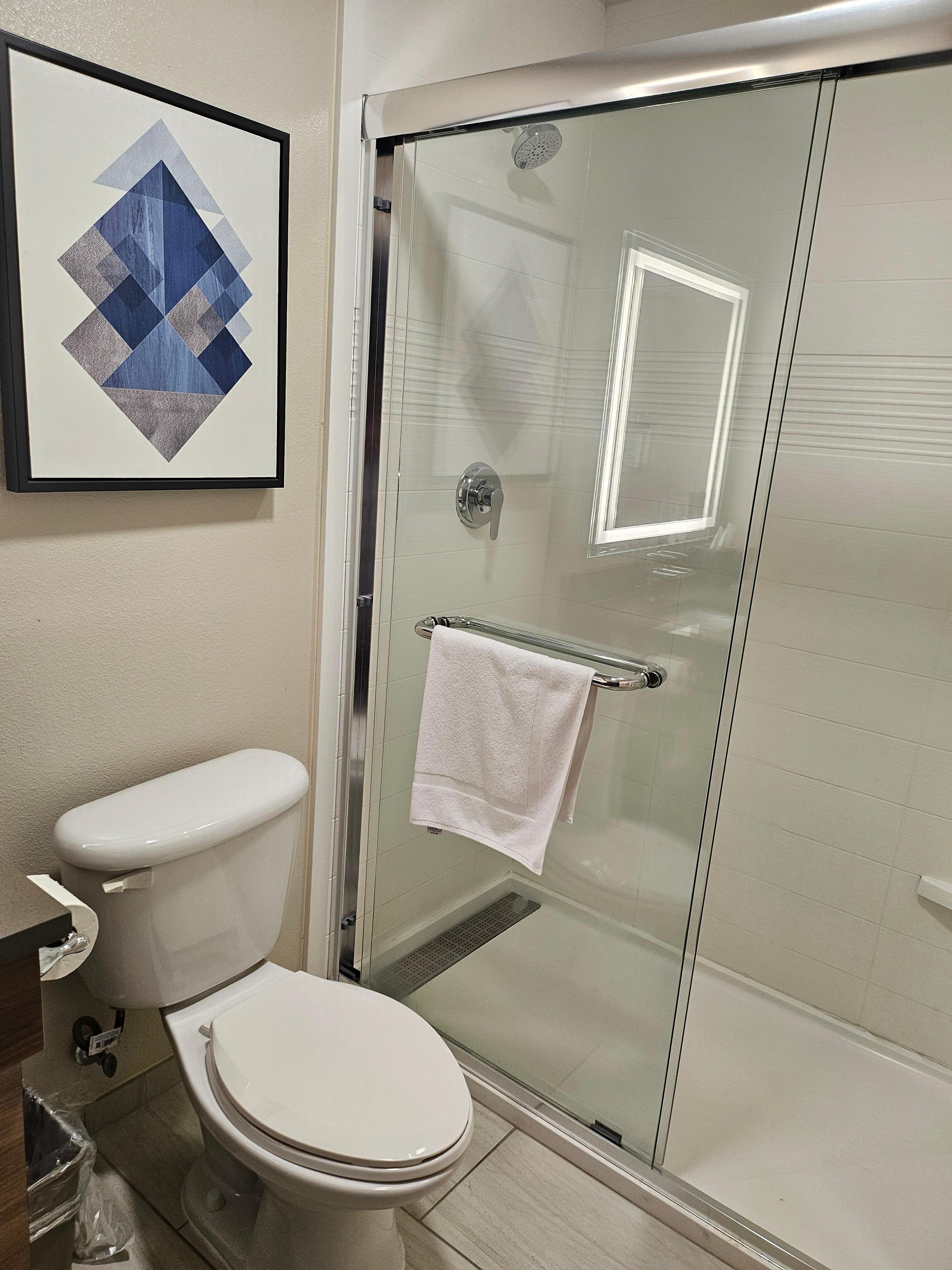 Walk on shower, beautiful decor