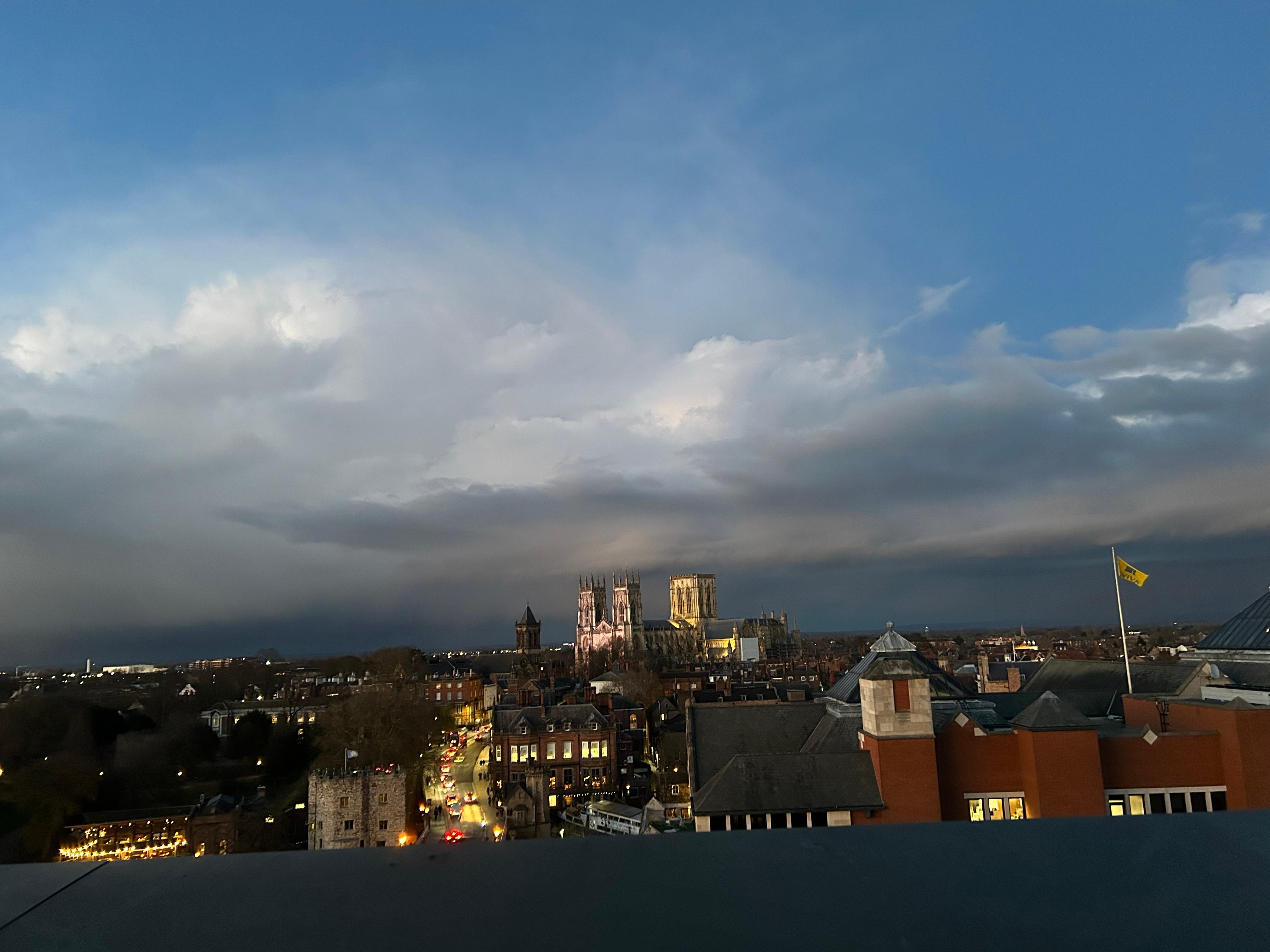 Lovely panoramic view of the Minster at Sunset from the 6th floor Terrace Bar