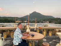 Roof top seating and sunset