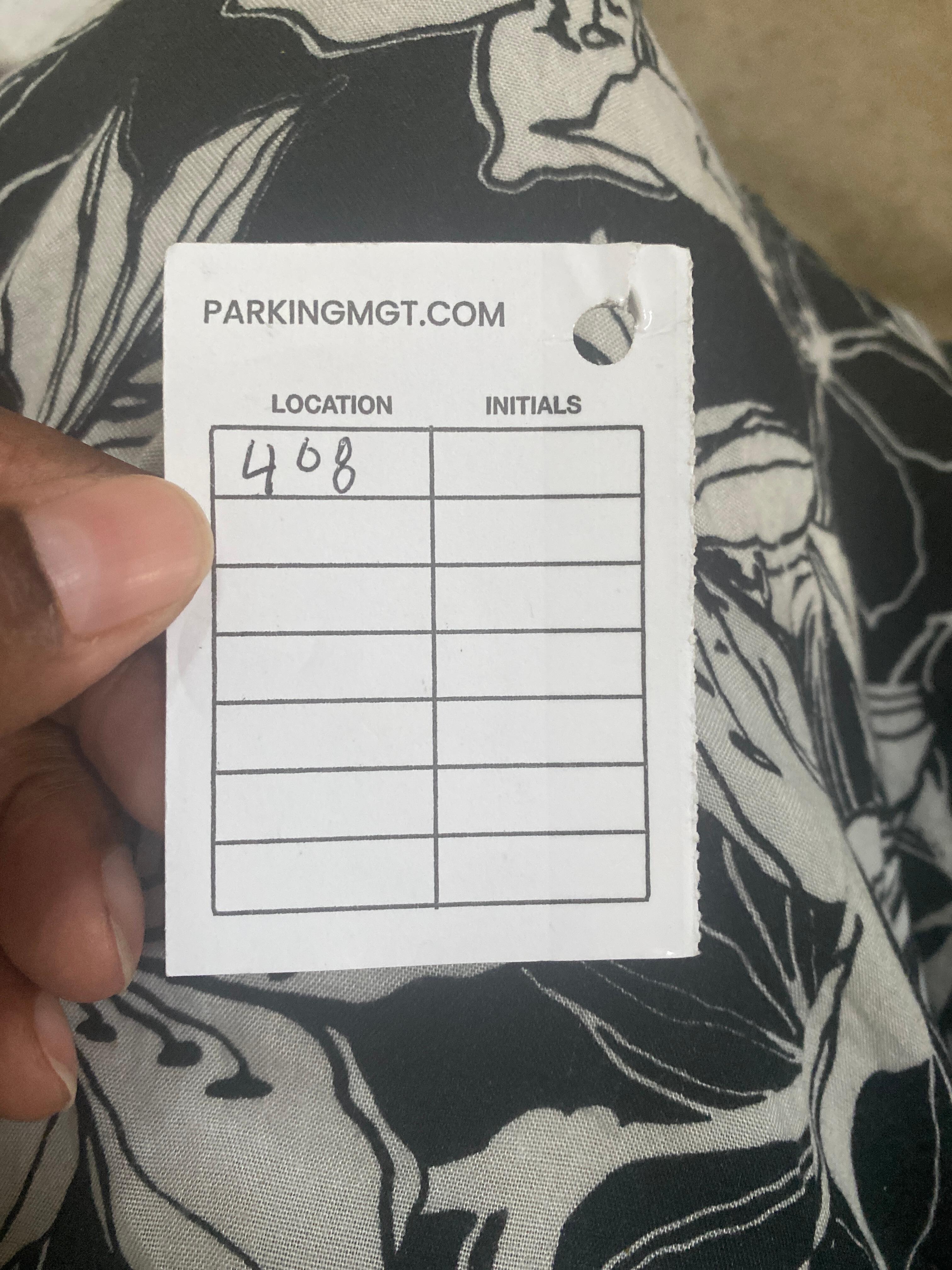Valet parking Ticket.