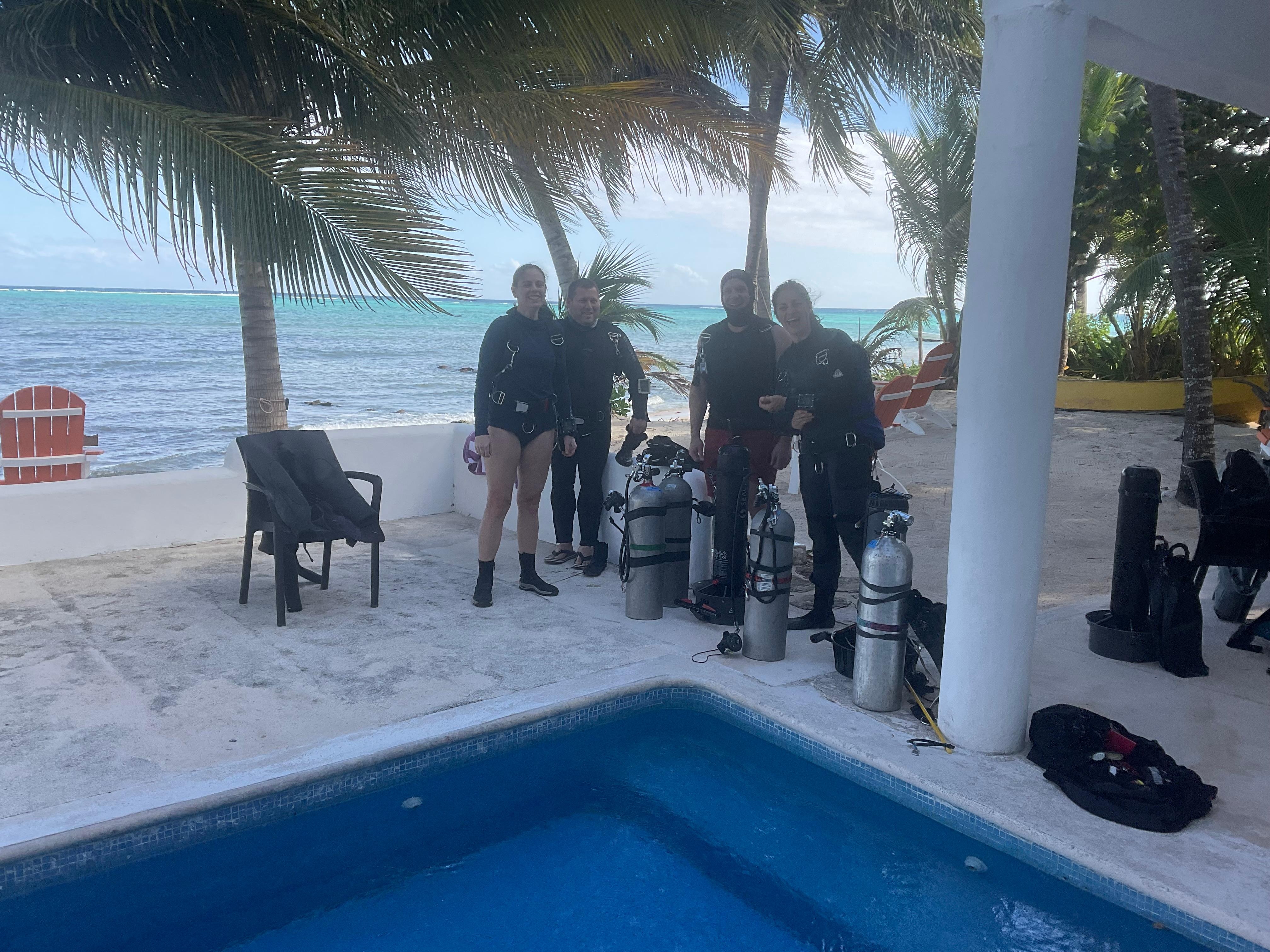 So nice to swim, snorkel, and dive right from our backyard. 