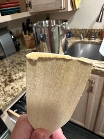 Worn out or melted utensils. Four butcher knives yet no usable paring or steak knives