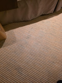 Stained carpet. Felt dirty. Did not want to remove shoes.