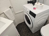 Washer/dryer combo for the win and they gave a few free pods for washing clothes