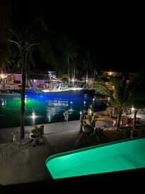 Pool and canal at night