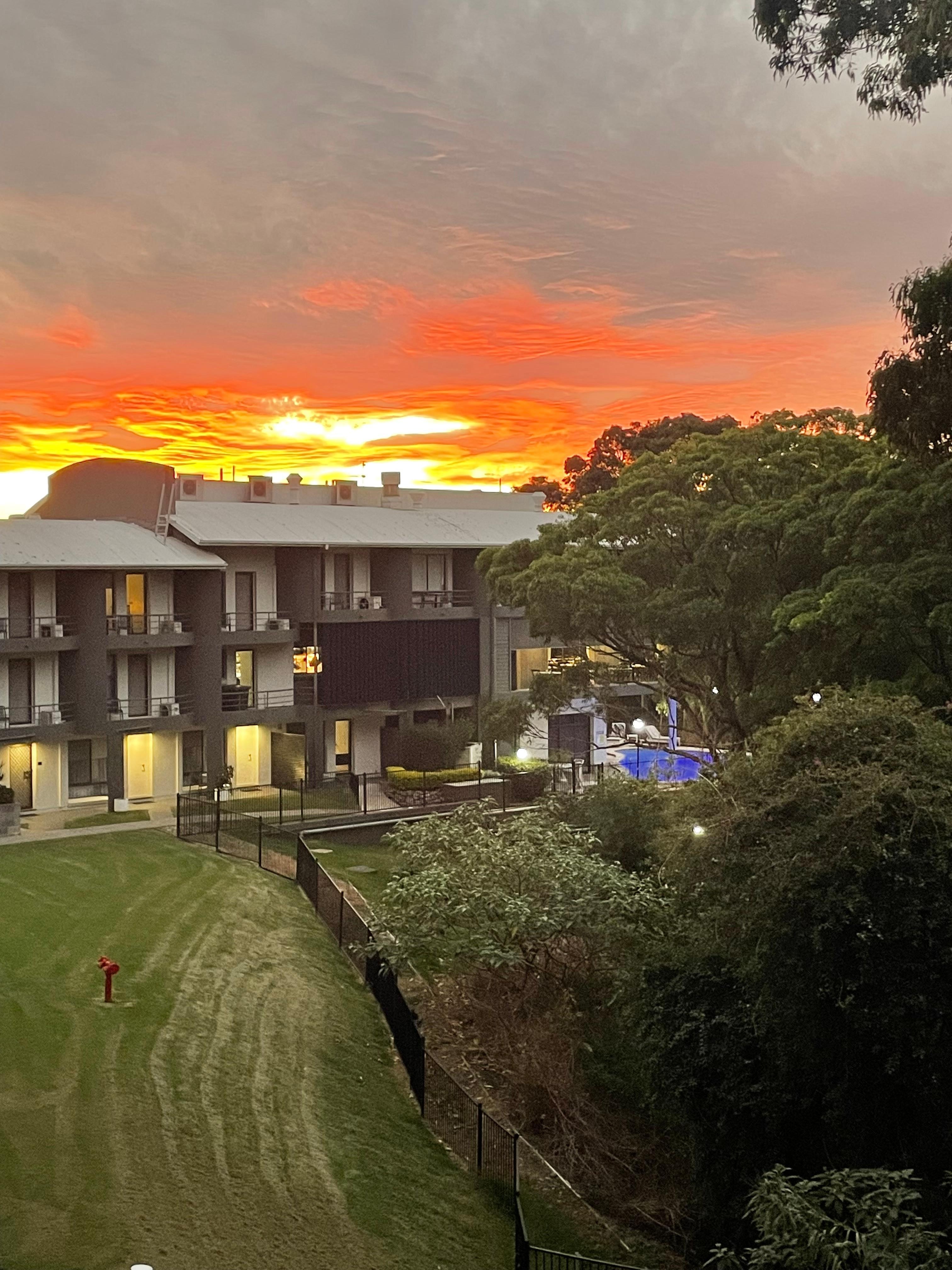 Balcony view with great sunset