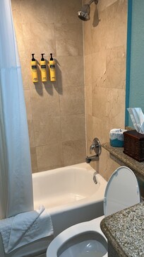 Bathroom had curtain shower screen , not great !